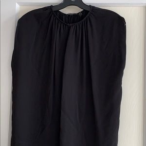 Gathered neck sleeveless silk